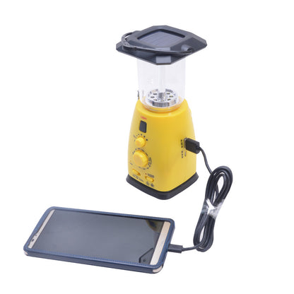 Solar or Hand-cranked Emergency Light w/ Phone Charger and Radio